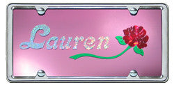 Custom License Plate with 1 Name and Rose