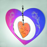 Mom Gift Flower Heart Suncatcher